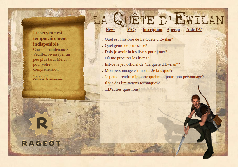 Screen de la page FaQ du jeu-vidéo Ewilan