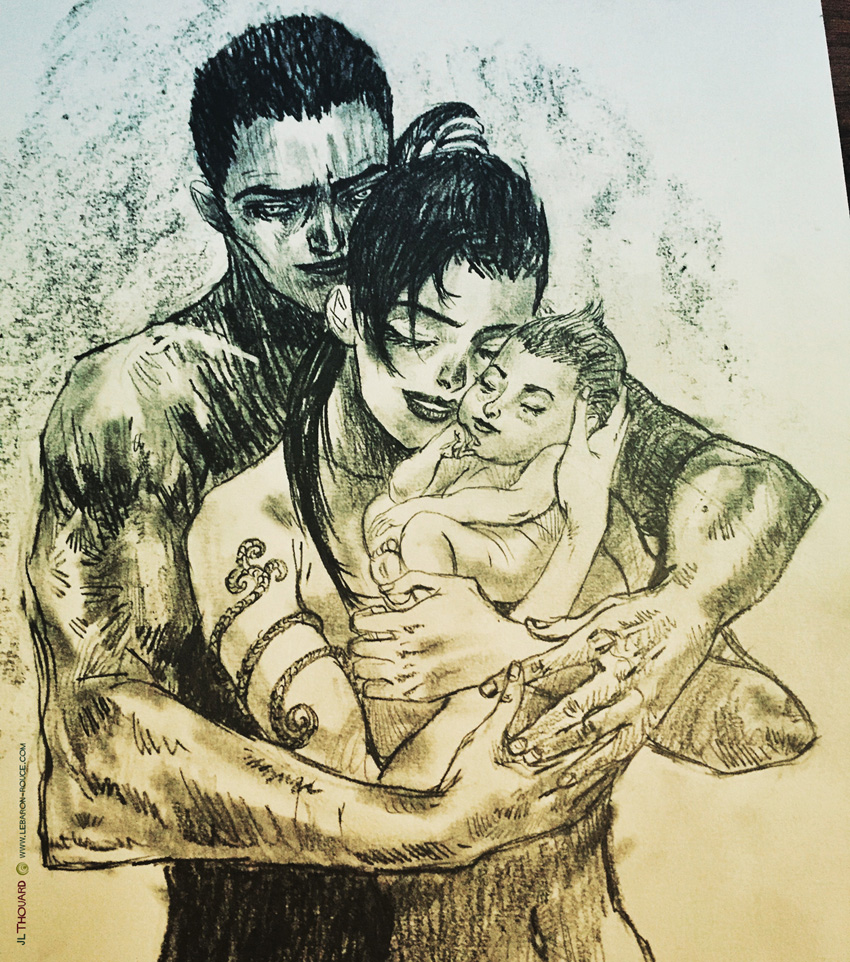 Croquis Edwin, Ellana et Destan